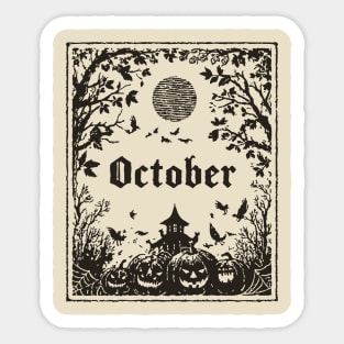 October Haunted House Scene Sticker